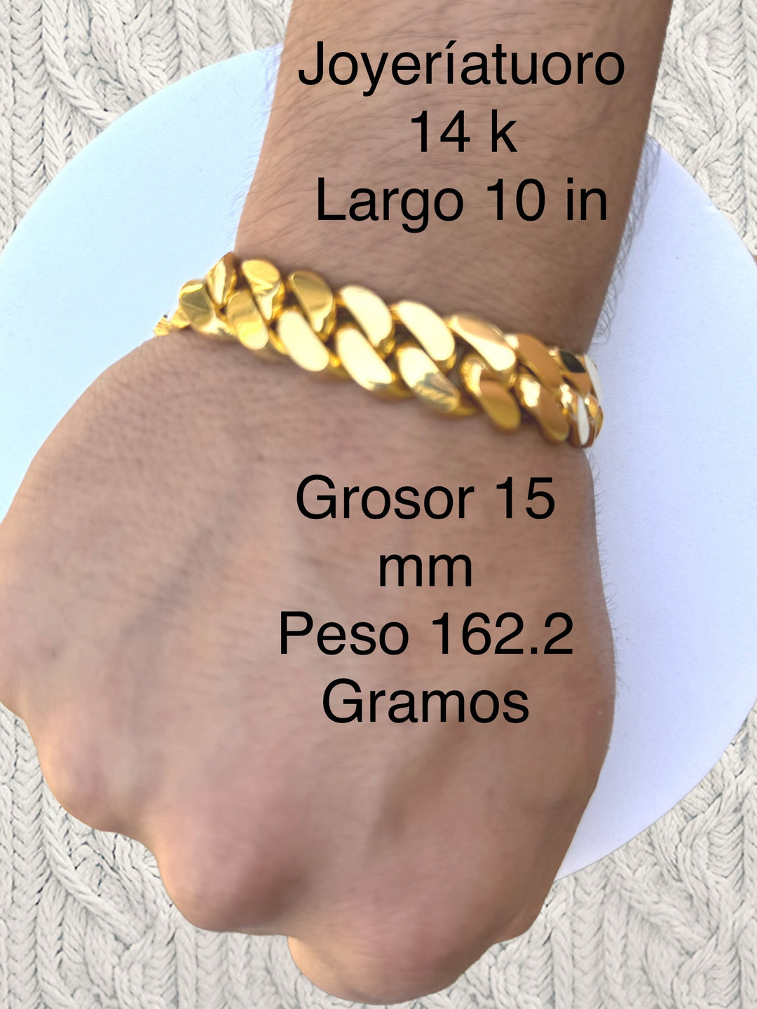 Cadena para hombres, pulseras, eslabon cubano italiano, oro de 14k.